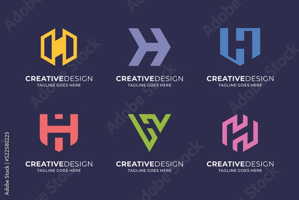 Fototapeta Flat design H logo vector template collection