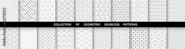 Obraz Geometric set of seamless gray and white patterns. Simpless vector graphics.