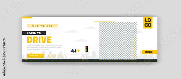 Fototapeta Flat design driving school twitter header