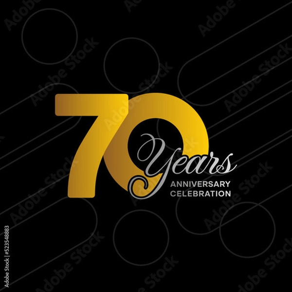 Fototapeta 70 years anniversary logotype. Golden anniversary celebration template design, Vector illustrations.