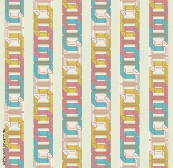 Fototapeta Art Deco Multicolor Chains Abstract Geometric Complex Pattern Perfect for Upholstery Interior Designs Allover Fabric Print or Wall Paper