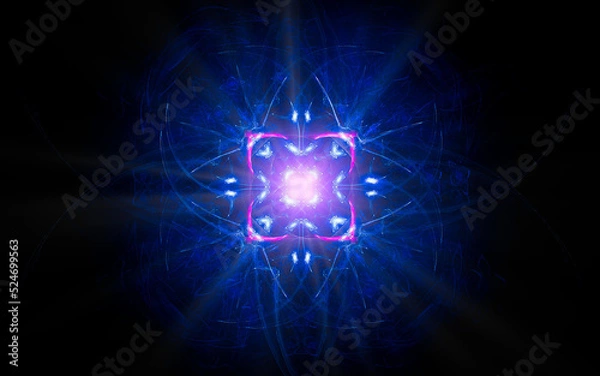 Fototapeta digital illustration abstract image generated fractal background image portal pattern of various geometric shapes and lines of various colors for computer graphics or web design