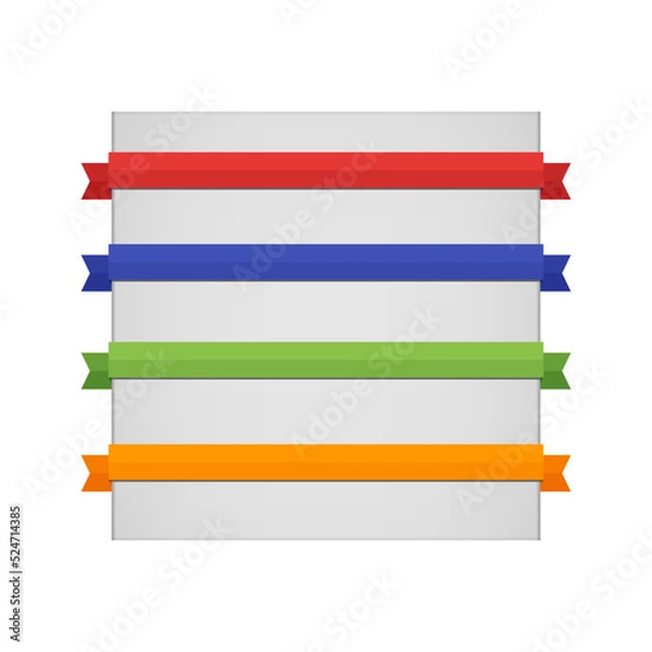 Fototapeta Set of four colored ribbons or chevrons, vector illustration