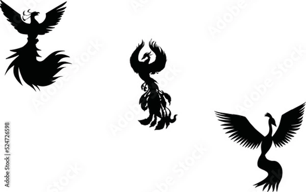 Fototapeta Phoenix Eps Vector,  Silhouette, Logo, Phoenix  Eps Vector Cut Files for Cricut Design, Phoenix  Digital Commercial Clipart 