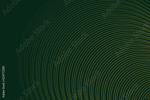 Fototapeta Abstract background. Gold color of curve lines on dark luxury green background. curve lines pattern with copy space.