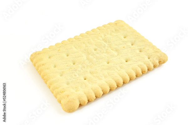 Fototapeta Single buttery tea biscuit isolated onh white background