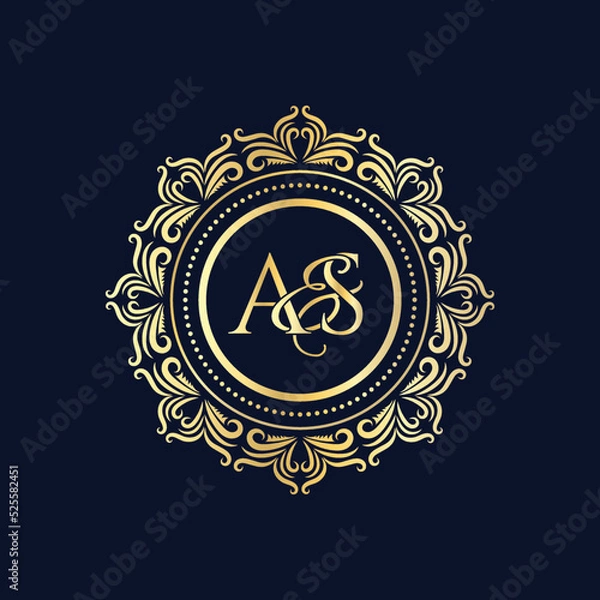 Fototapeta A and S, AS logo initial vector mark, AS luxury ornament monogram logo