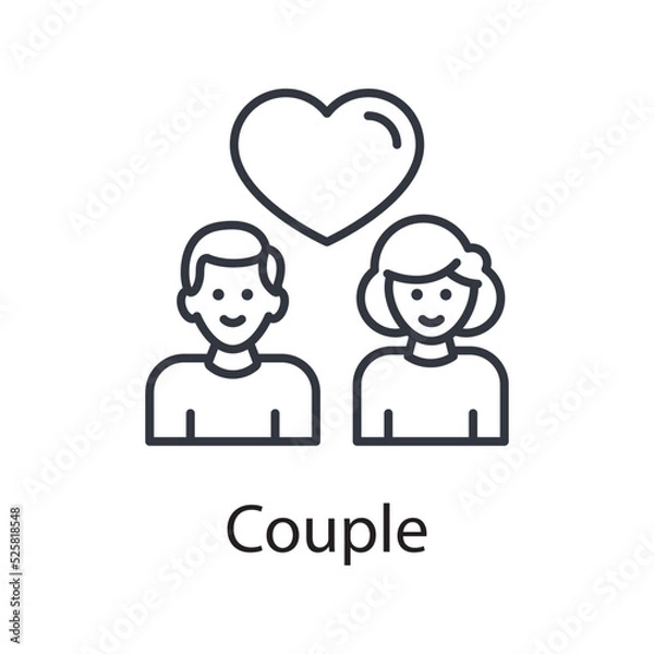 Fototapeta Couple vector outline Icon Design illustration. Miscellaneous Symbol on White background EPS 10 File