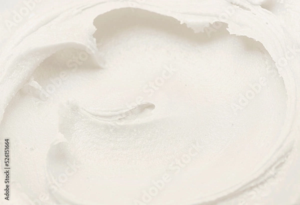 Fototapeta Texture of white vanilla ice cream close-up shot, white background for design.