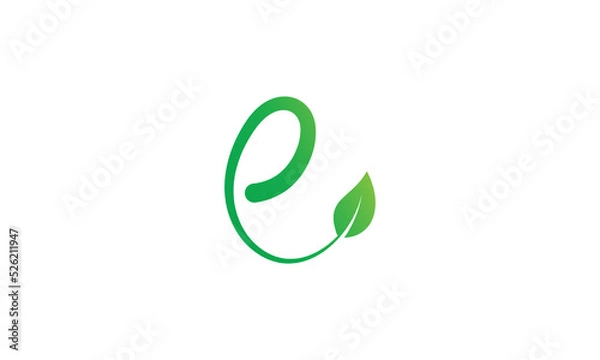 Fototapeta Letter E Leaf Logo Concept sign icon symbol Design Line Art Style. Leaves, Natural, Ecology Logotype. Vector illustration template