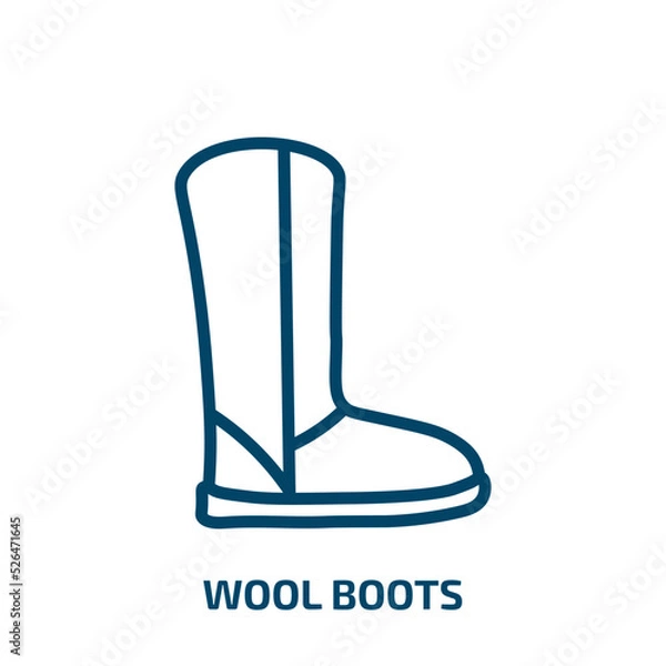 Fototapeta wool boots icon from clothes collection. Thin linear wool boots, wool, season outline icon isolated on white background. Line vector wool boots sign, symbol for web and mobile