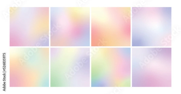 Fototapeta Soft gradient square background set. Pastel colors vector backdrop