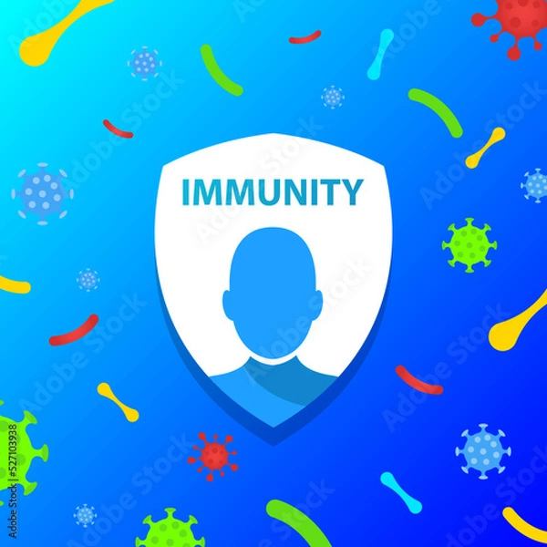 Fototapeta Immunity system logo template. Human immune system vector design. Virus and bacteria illustration. vector