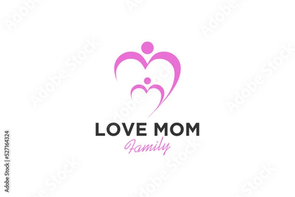 Fototapeta Love  mom family care logo design mother and child baby icon symbol parenting 