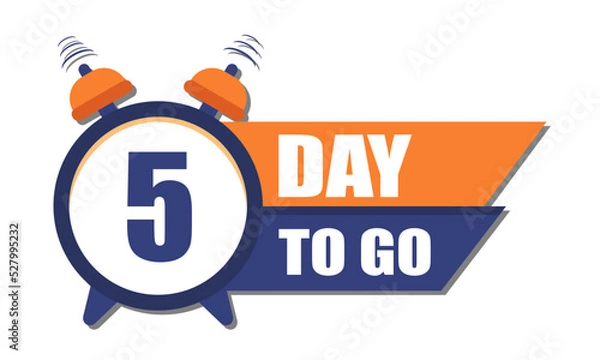 Fototapeta 5 days to go last countdown for offer, sales, discount. Vector typographic design. vector illustration.