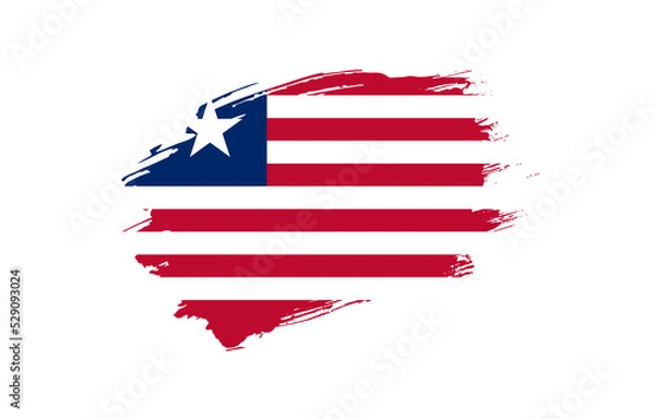 Fototapeta Creative hand drawn grunge brushed flag of Liberia with solid background