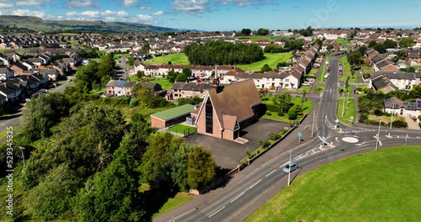 Fototapeta Aerial photo of All Saints Church of Ireland, Craigyhill County Antrim Northern Ireland