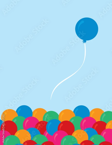 Fototapeta Single balloon set free from group