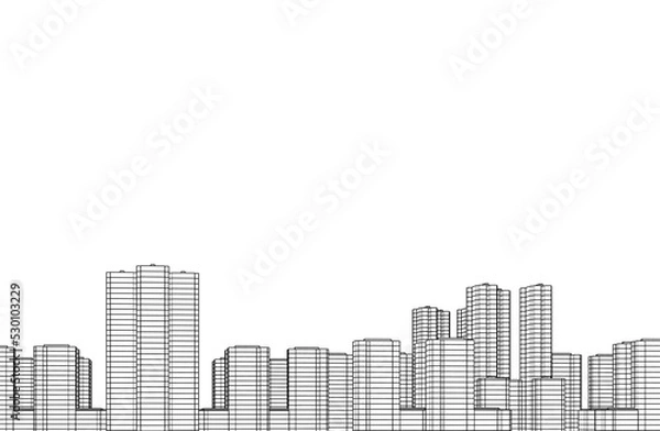 Fototapeta City on white background 3d illustration