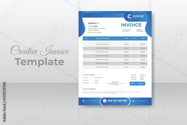 Obraz Minimalist Invoice Easy to edit and customize, with a single page invoice design,