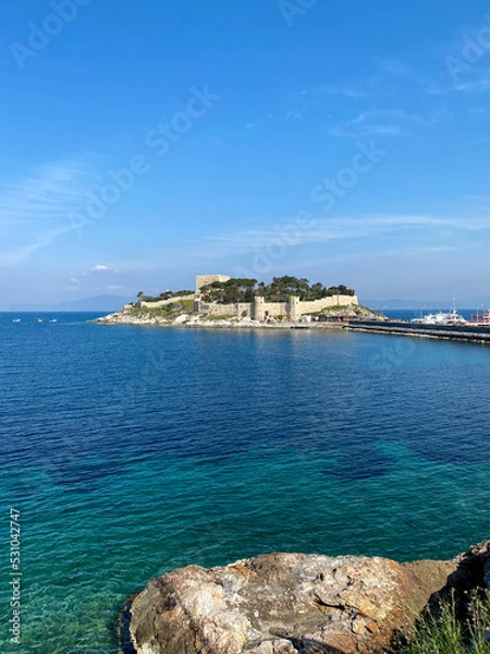 Fototapeta Bird island from afar in Kusadasi city