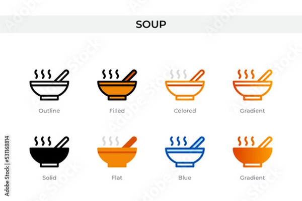 Obraz soup icon in different style. soup vector icons designed in outline, solid, colored, filled, gradient, and flat style. Symbol, logo illustration. Vector illustration