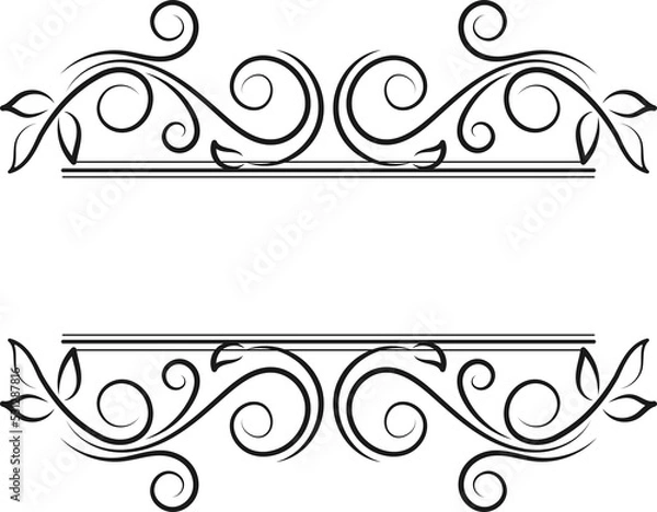 Fototapeta Calligraphic design elements . Decorative swirls or scrolls, vintage frames , flourishes, labels and dividers