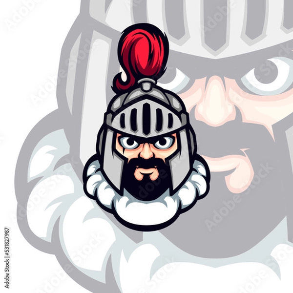 Fototapeta Iron Steel Helmet Empire Knight Head Vector Mascot