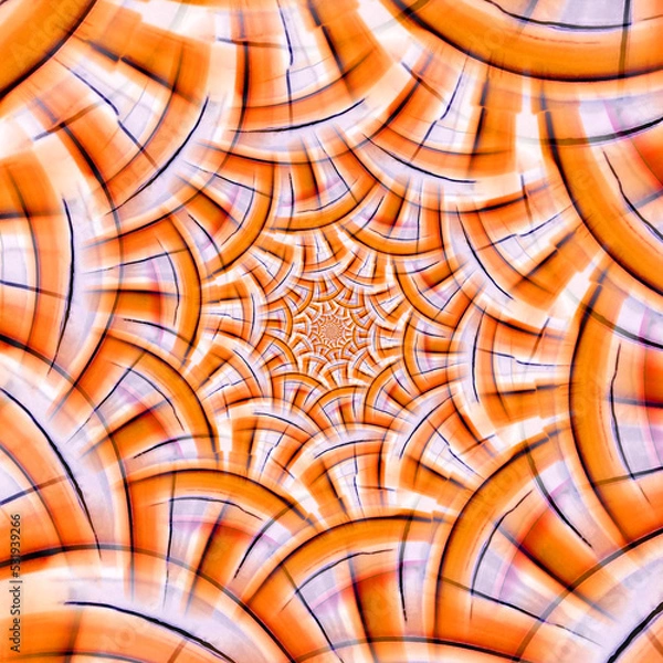 Fototapeta contemporary style as a vivid white on an orange background a creative spiral design