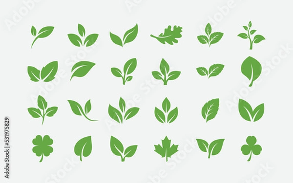 Fototapeta Green leaf ecology nature element vector icon set, Leaf Icon pack, green leaf ecology nature element vector