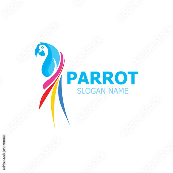 Fototapeta Parrot Logo design, themes animal creative template vector