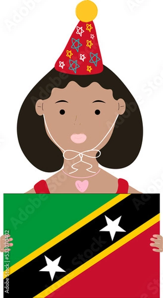 Fototapeta Saint Kitts and Nevis Flag hand drawn,East Caribbean dollar hand drawn