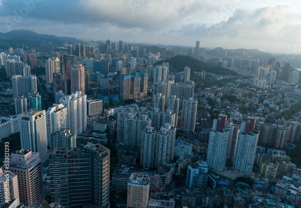 Fototapeta Shenzhen ,China - Circa 2022: Aerial view of landscape in shenzhen city, China