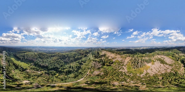 Obraz 360° Panorama Mittelgebirge Teutoburger Wald in Nordrhein-Westfalen  im Niedersächsischen Bergland Luftaufnahme Bielefeld