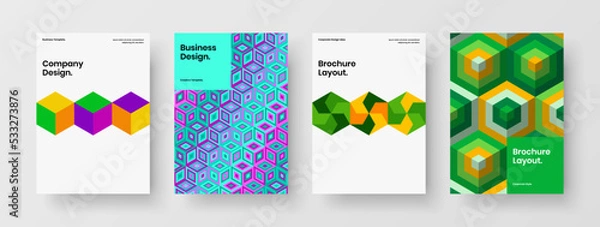 Fototapeta Amazing annual report A4 vector design concept collection. Isolated mosaic tiles company identity layout bundle.