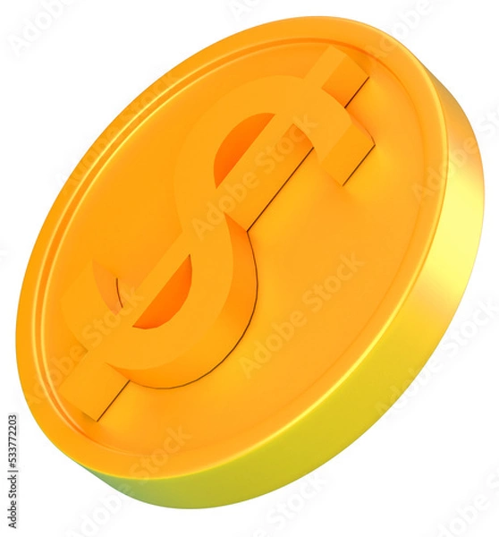 Fototapeta dollar coin 3d render isolated