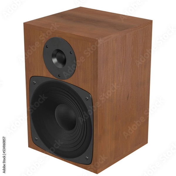 Fototapeta 3d rendering illustration of audio speakers in a wooden case