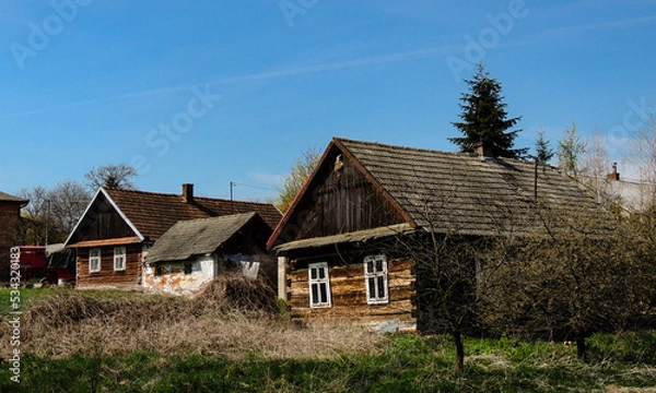 Fototapeta old wood house construction made of wood in the countryside