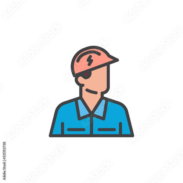 Fototapeta Electrician avatar filled outline icon