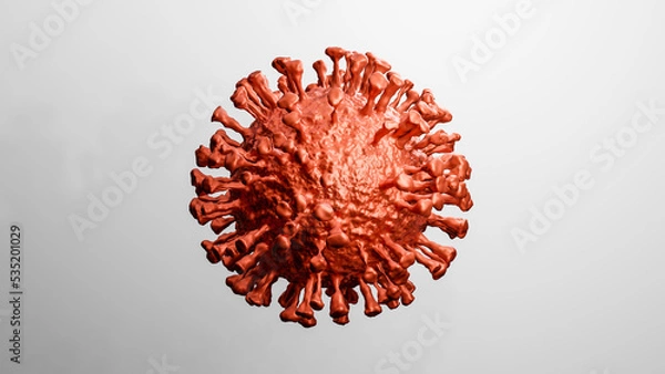 Fototapeta Illustration of one single virus cell, visualization of a viral infection, coronavirus covid-19 monkeypox background with copy space for text