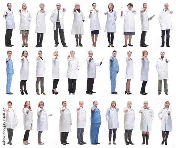 Fototapeta group of doctors in full length isolated on white