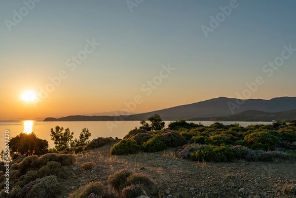 Fototapeta Beautiful sunset in Thassos, Greece