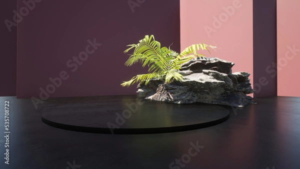 Fototapeta Natural beauty podium backdrop for product display .3d rendering.