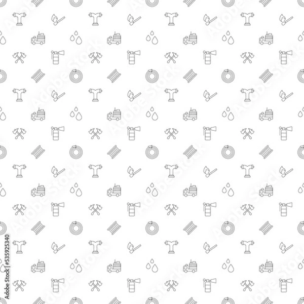 Fototapeta Vector seamless pattern of firefighting production is made of line icons. Perfect for web sites, wraps, wallpapers, postcards