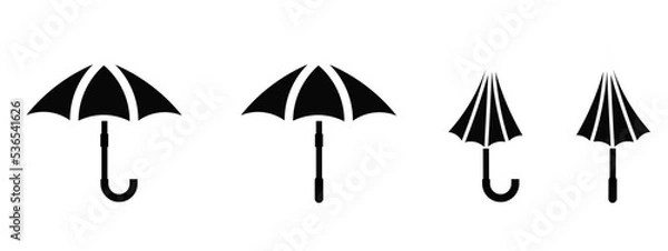 Fototapeta Umbrella vector icon isolated on a white background. Simple black umbrella vector icon. Signs of rain, weather.