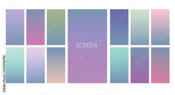 Fototapeta Set of Pastel gradient background. Soft pastel gradient background Template. Modern screen gradient for web 
