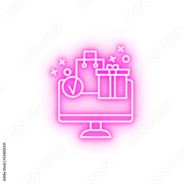 Fototapeta Browser shopping bag shop monitor neon icon