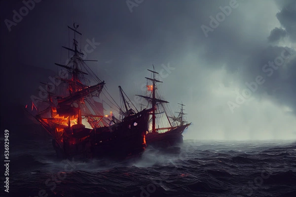 Fototapeta Fighting pirates ships