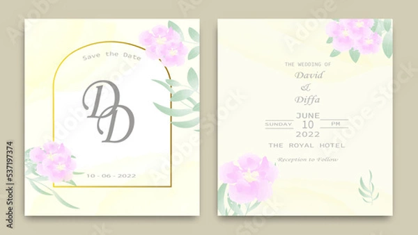 Fototapeta wedding invitation with water color flower element