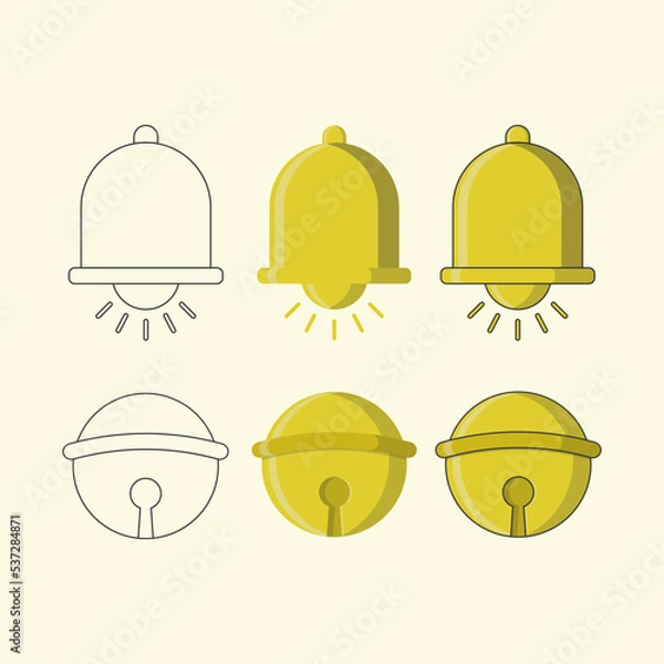 Fototapeta Bell clipart vector illustration, flat bell icon with line art and coloring.